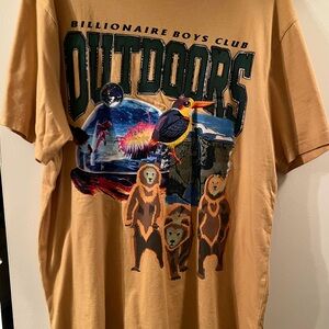 Billionaire Boys Club Outdoors Graphic Tee - Tan with Multicolor Print